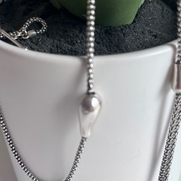 Vintage Michael Dawkins toggle sterling silver 36" necklace, caviar and oblong - Picture 12 of 16